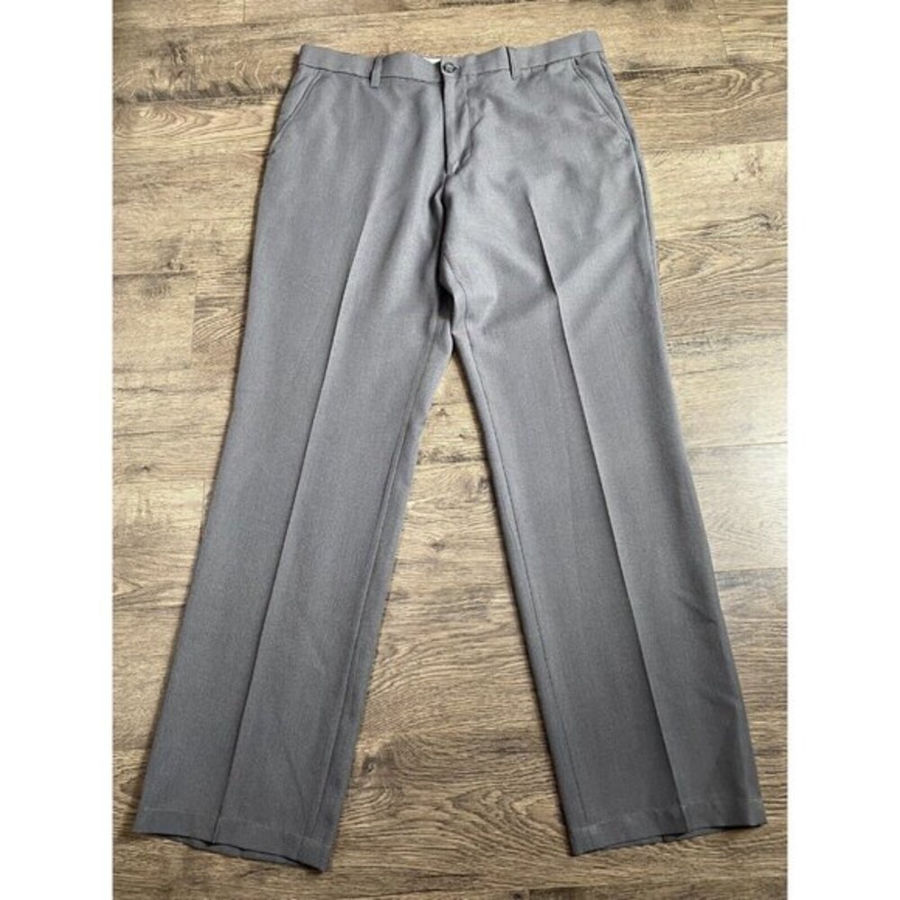 EUC Mens Greg Norman Five Iron Dress Pants Grey Flat Front Size 36 X 34